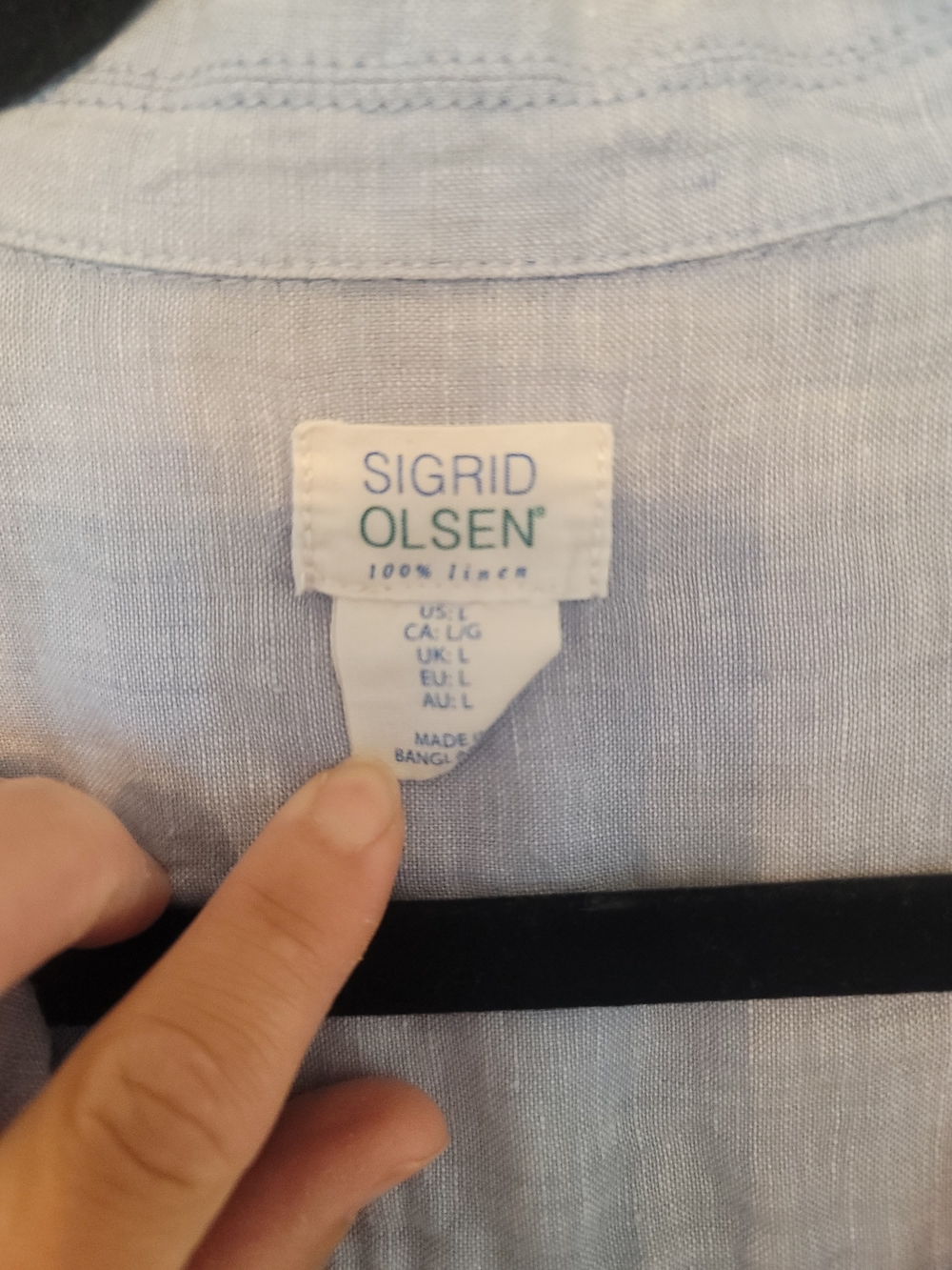 Sigrid Olsen Light Blue Linen Split-Neck Tunic with Side Ties - Picture 2 of 4
